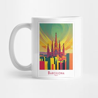 Colorful minimalistic Barcelona Vibrant Skyline in Spain Mug